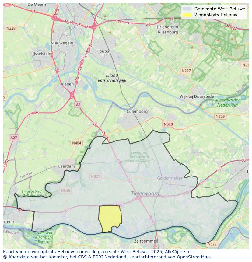 Afbeelding van de woonplaats Hellouw op de kaart.