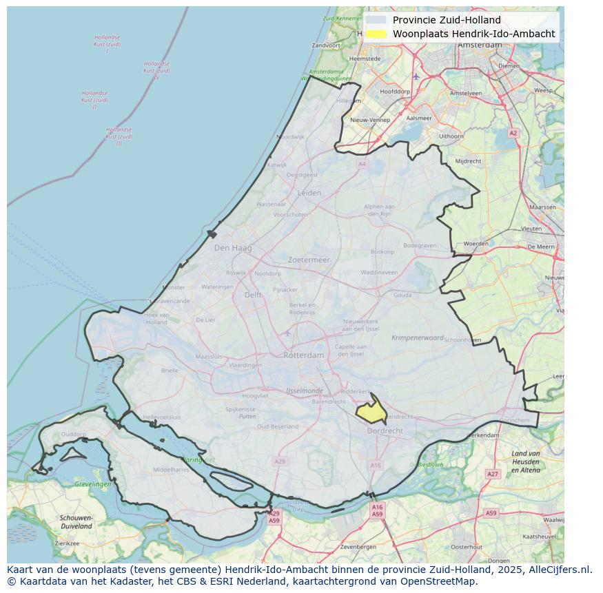 Afbeelding van de woonplaats Hendrik-Ido-Ambacht op de kaart.