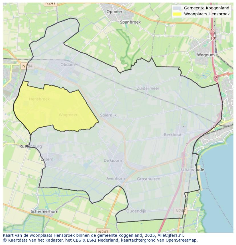 Afbeelding van de woonplaats Hensbroek op de kaart.