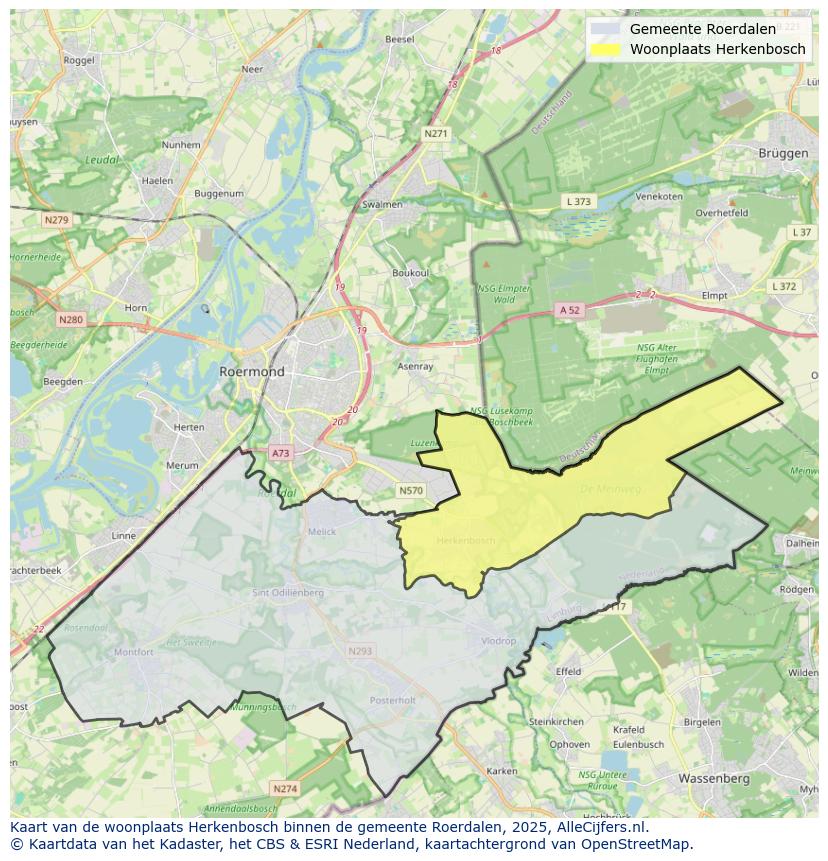 Afbeelding van de woonplaats Herkenbosch op de kaart.