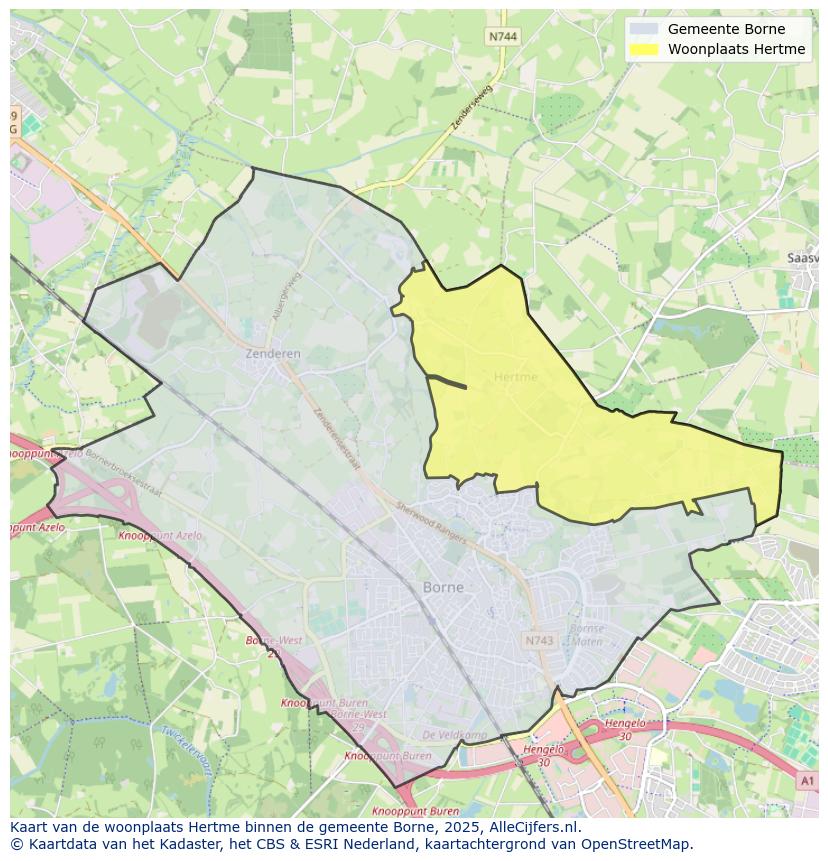 Afbeelding van de woonplaats Hertme op de kaart.