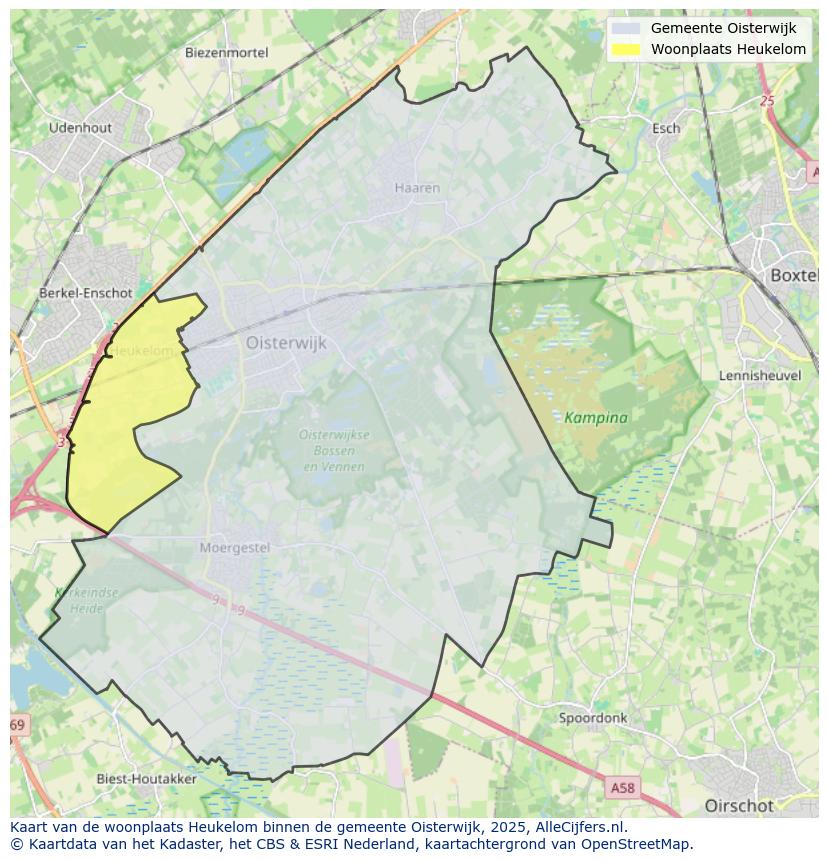 Afbeelding van de woonplaats Heukelom op de kaart.