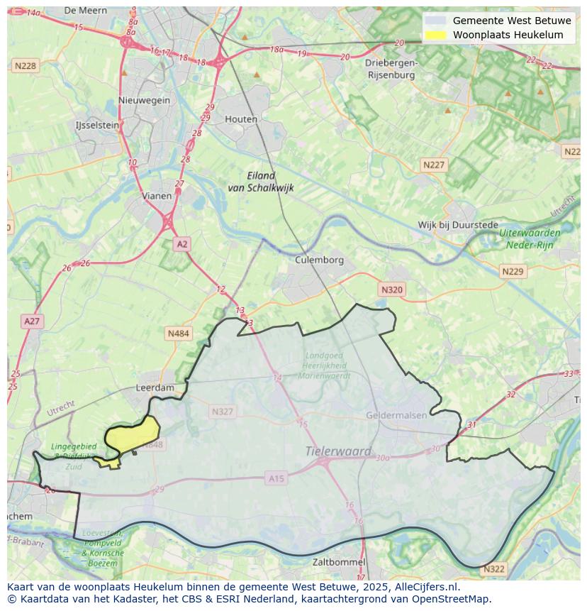 Afbeelding van de woonplaats Heukelum op de kaart.