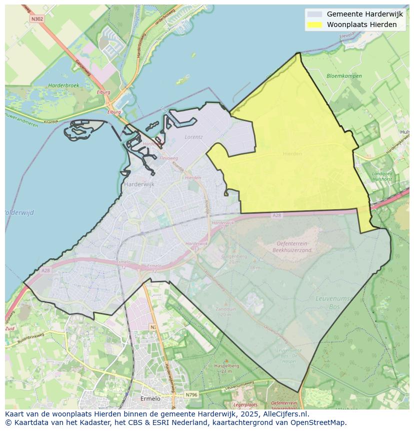 Afbeelding van de woonplaats Hierden op de kaart.
