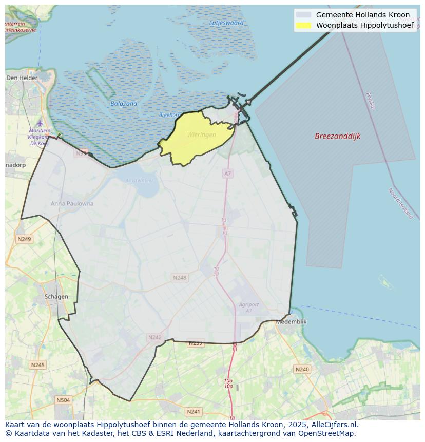 Afbeelding van de woonplaats Hippolytushoef op de kaart.