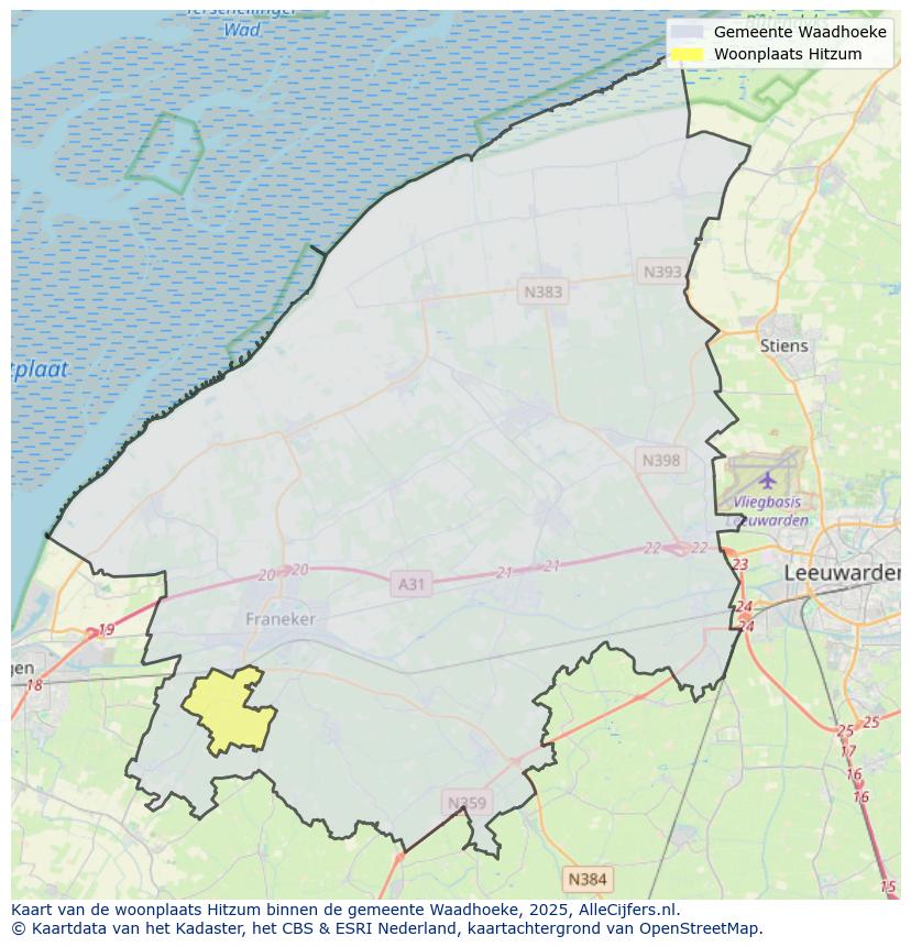 Afbeelding van de woonplaats Hitzum op de kaart.