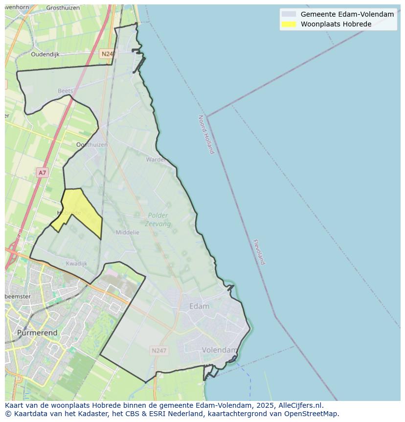 Afbeelding van de woonplaats Hobrede op de kaart.