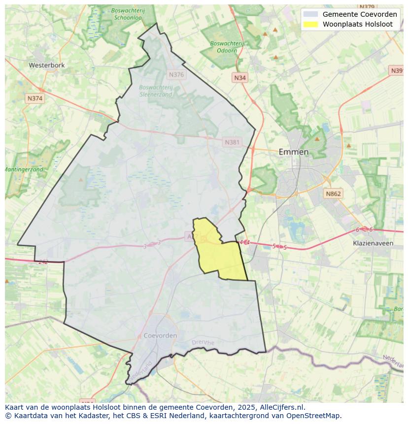Afbeelding van de woonplaats Holsloot op de kaart.