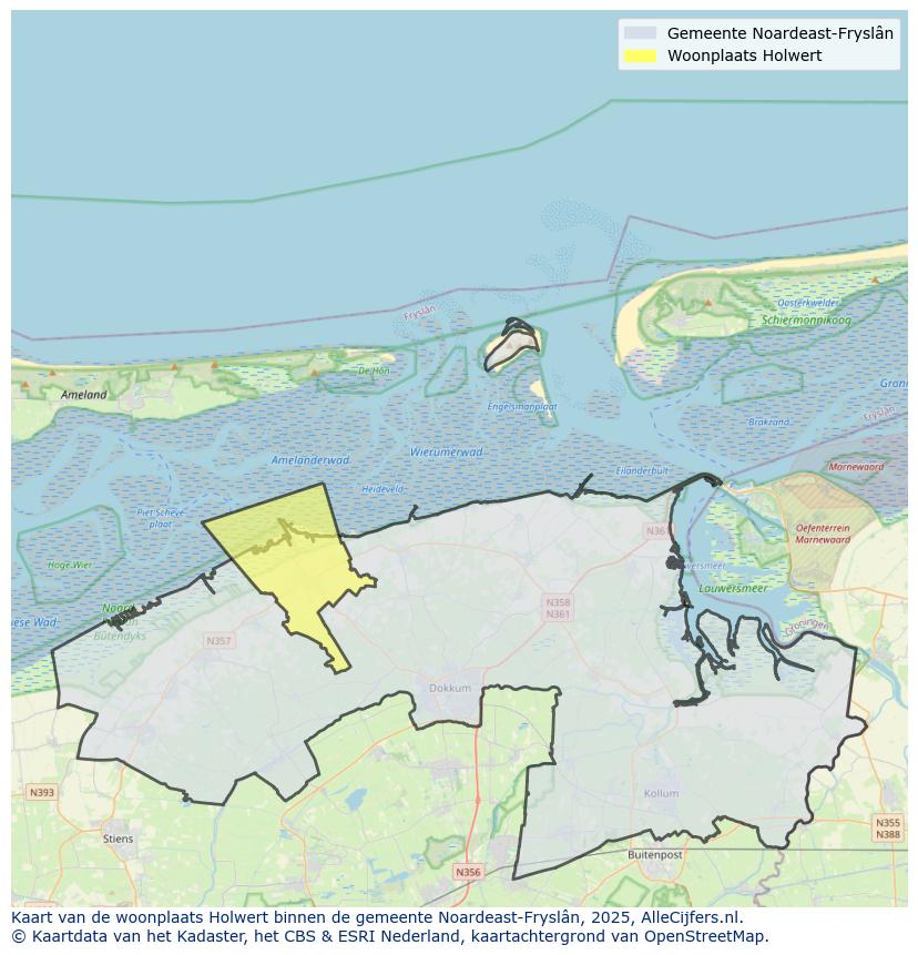 Afbeelding van de woonplaats Holwert op de kaart.