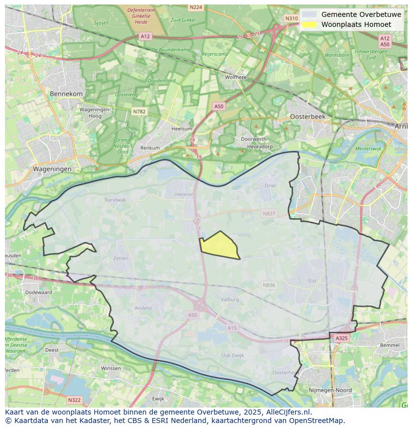 Afbeelding van de woonplaats Homoet op de kaart.
