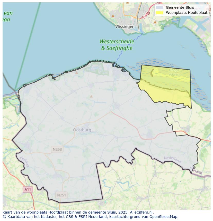 Afbeelding van de woonplaats Hoofdplaat op de kaart.