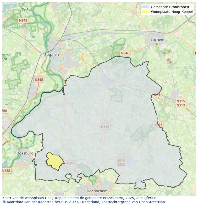 Afbeelding van de woonplaats Hoog-Keppel op de kaart.