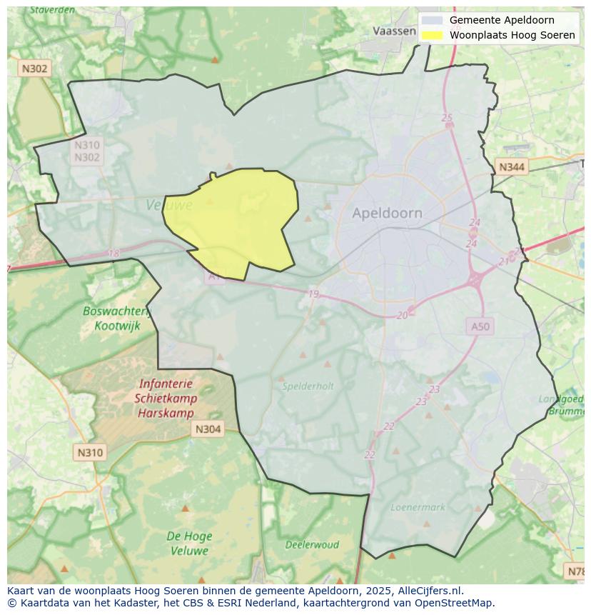 Afbeelding van de woonplaats Hoog Soeren op de kaart.