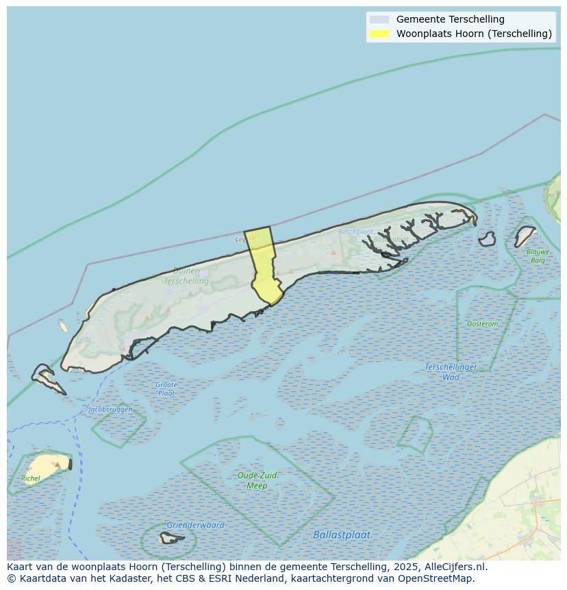 Afbeelding van de woonplaats Hoorn op de kaart.