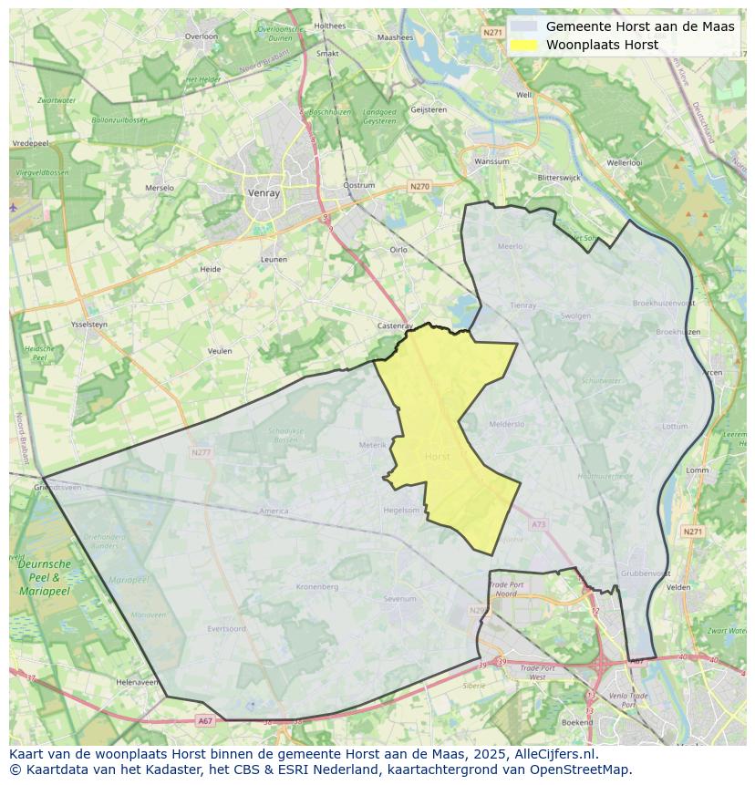 Afbeelding van de woonplaats Horst op de kaart.