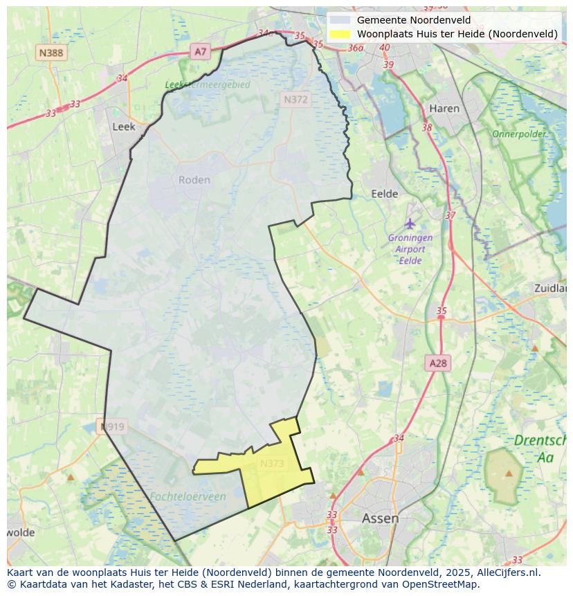 Afbeelding van de woonplaats Huis ter Heide op de kaart.