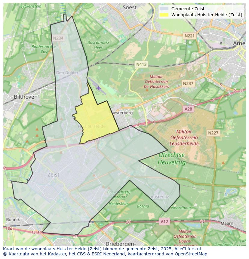 Afbeelding van de woonplaats Huis ter Heide op de kaart.