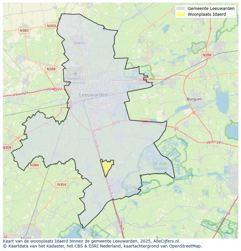 Afbeelding van de woonplaats Idaerd op de kaart.