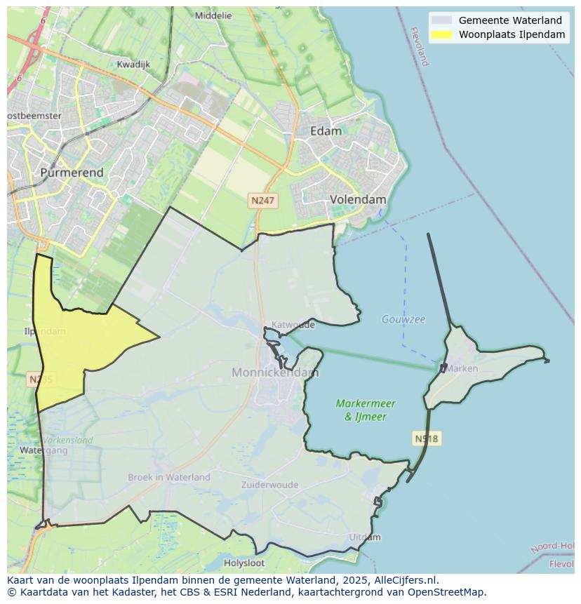Afbeelding van de woonplaats Ilpendam op de kaart.