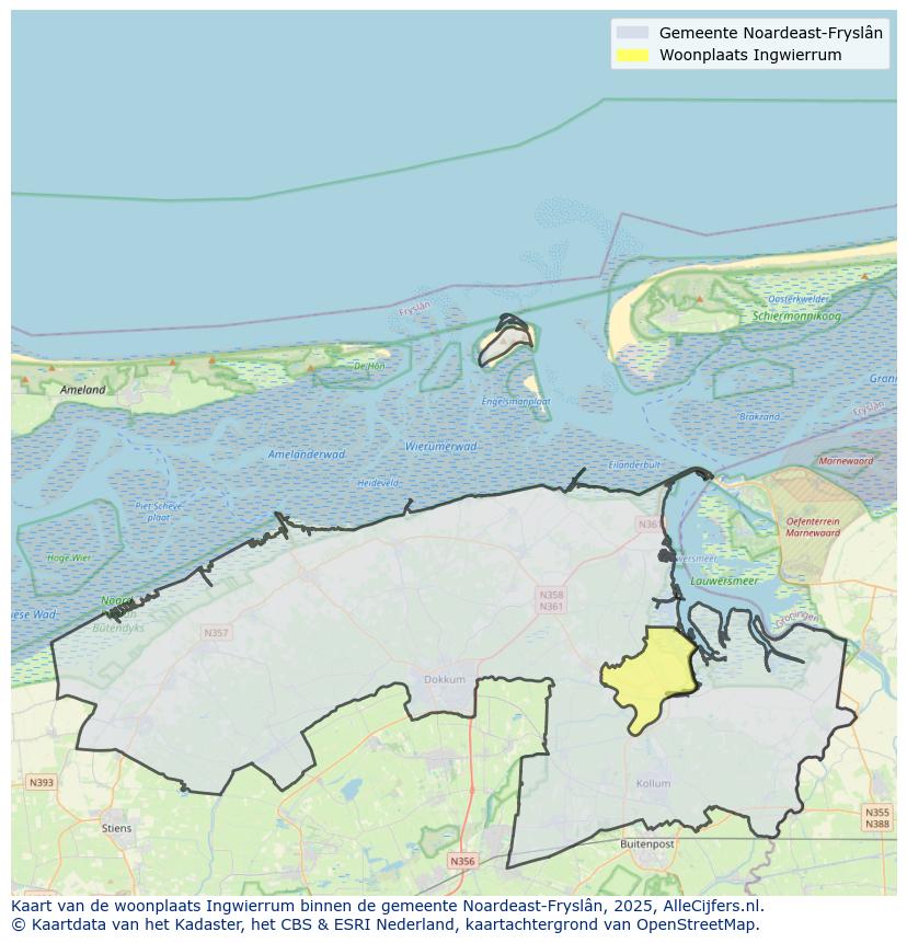 Afbeelding van de woonplaats Ingwierrum op de kaart.