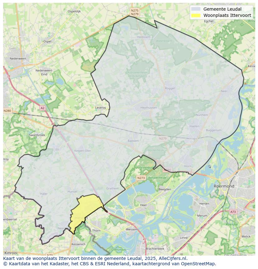 Afbeelding van de woonplaats Ittervoort op de kaart.
