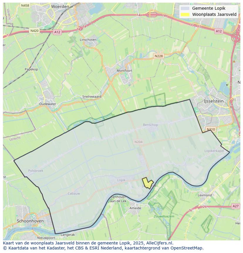 Afbeelding van de woonplaats Jaarsveld op de kaart.