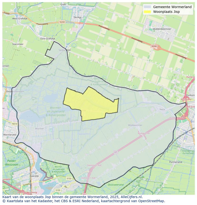 Afbeelding van de woonplaats Jisp op de kaart.