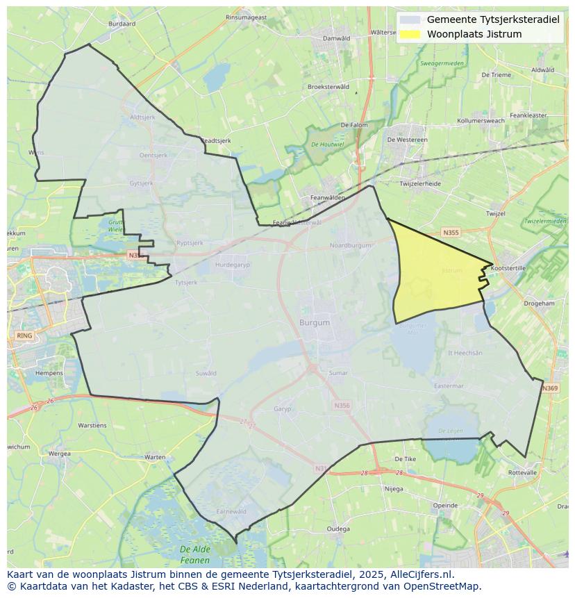 Afbeelding van de woonplaats Jistrum op de kaart.