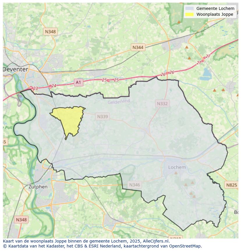 Afbeelding van de woonplaats Joppe op de kaart.