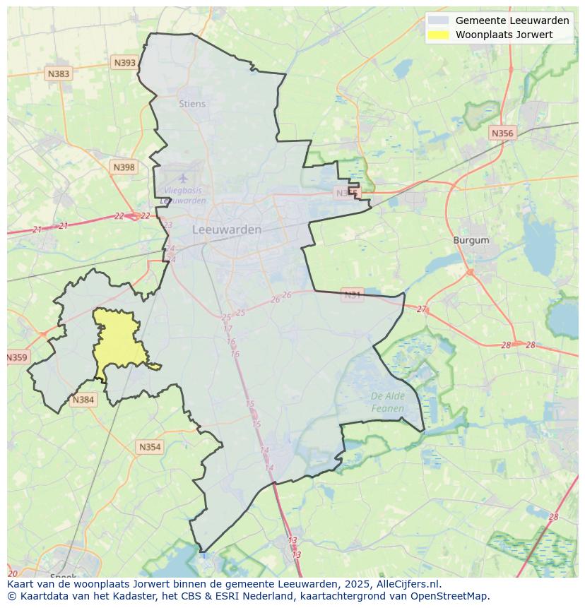 Afbeelding van de woonplaats Jorwert op de kaart.