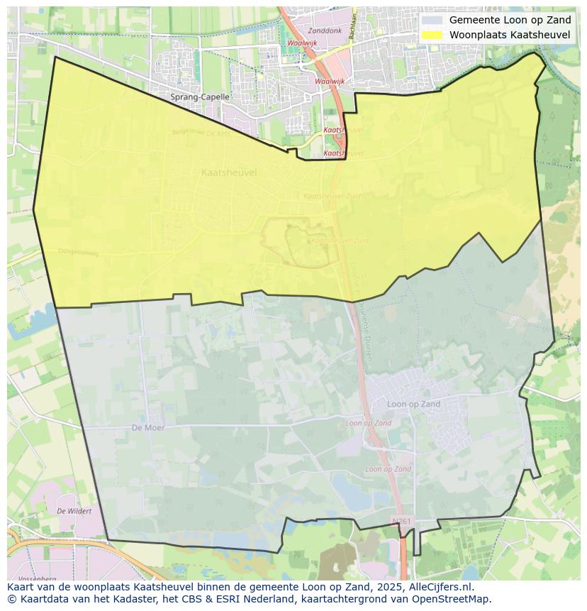 Afbeelding van de woonplaats Kaatsheuvel op de kaart.