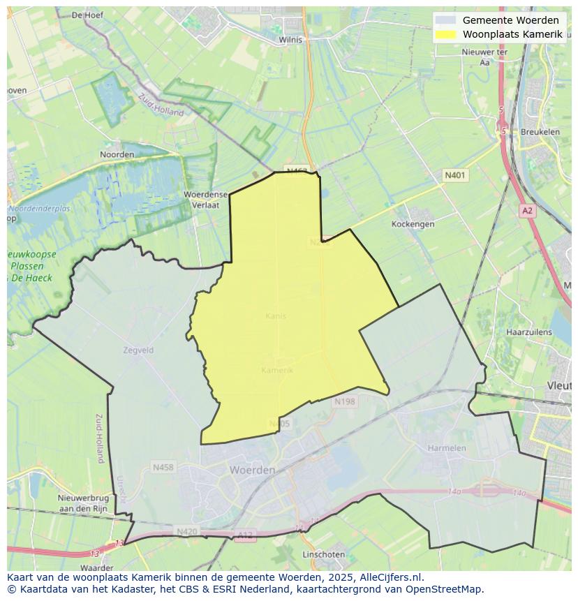 Afbeelding van de woonplaats Kamerik op de kaart.