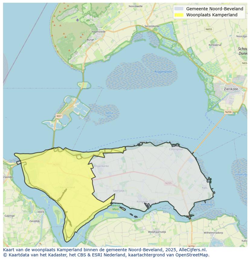 Afbeelding van de woonplaats Kamperland op de kaart.
