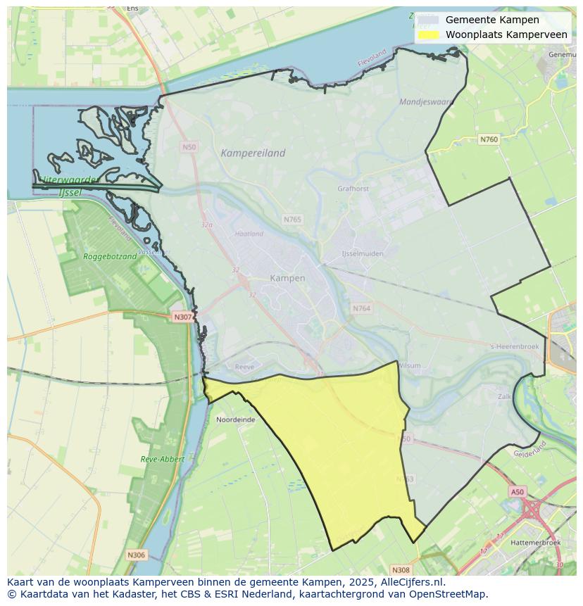 Afbeelding van de woonplaats Kamperveen op de kaart.