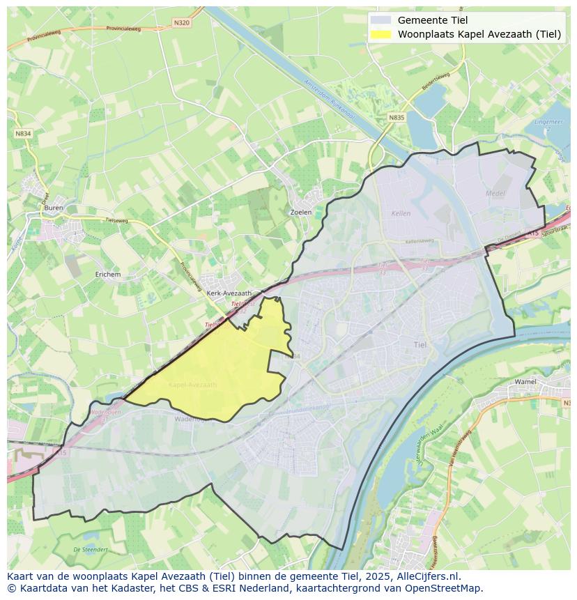 Afbeelding van de woonplaats Kapel Avezaath op de kaart.