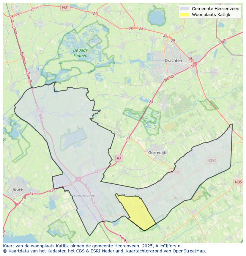 Afbeelding van de woonplaats Katlijk op de kaart.