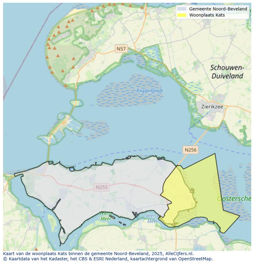 Afbeelding van de woonplaats Kats op de kaart.