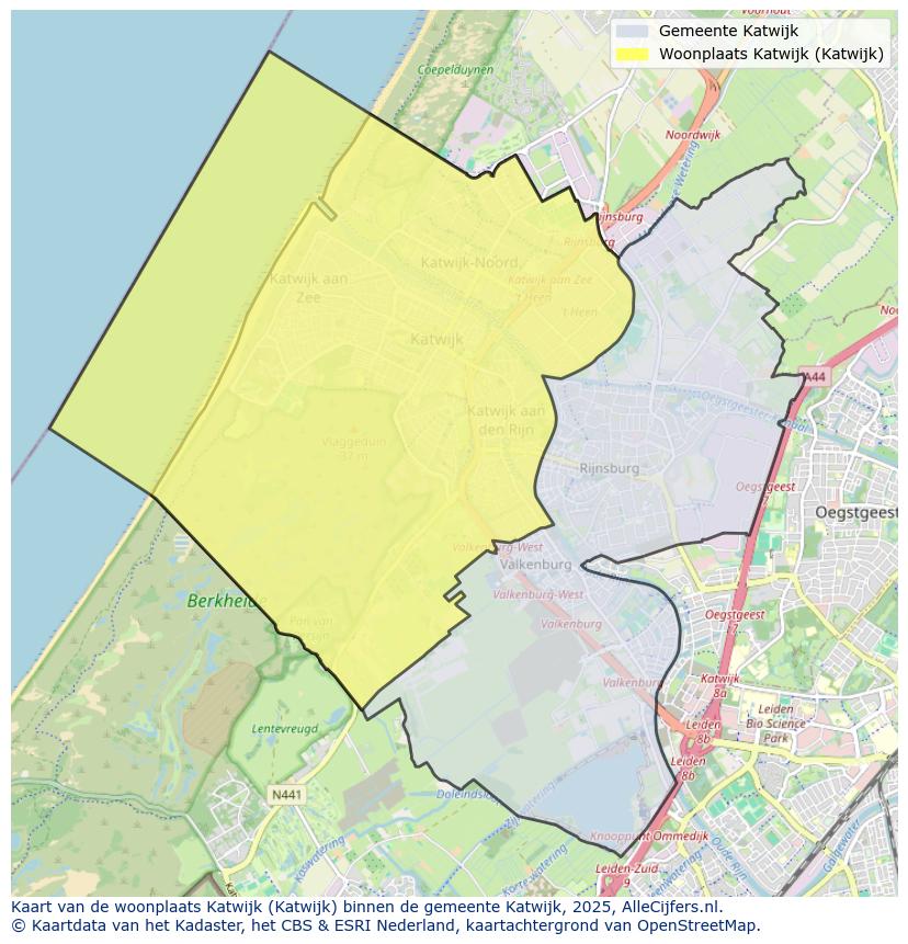 Afbeelding van de woonplaats Katwijk op de kaart.