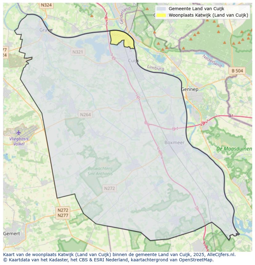 Afbeelding van de woonplaats Katwijk op de kaart.