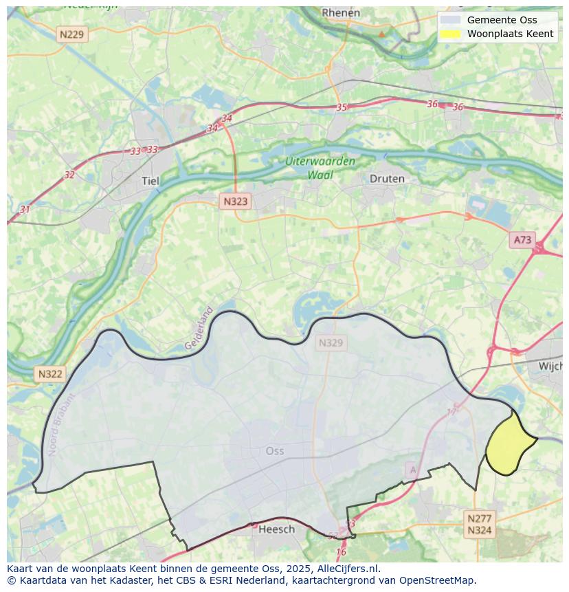 Afbeelding van de woonplaats Keent op de kaart.