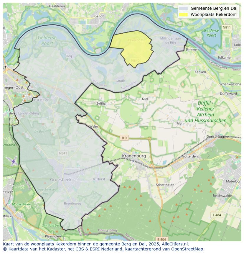 Afbeelding van de woonplaats Kekerdom op de kaart.