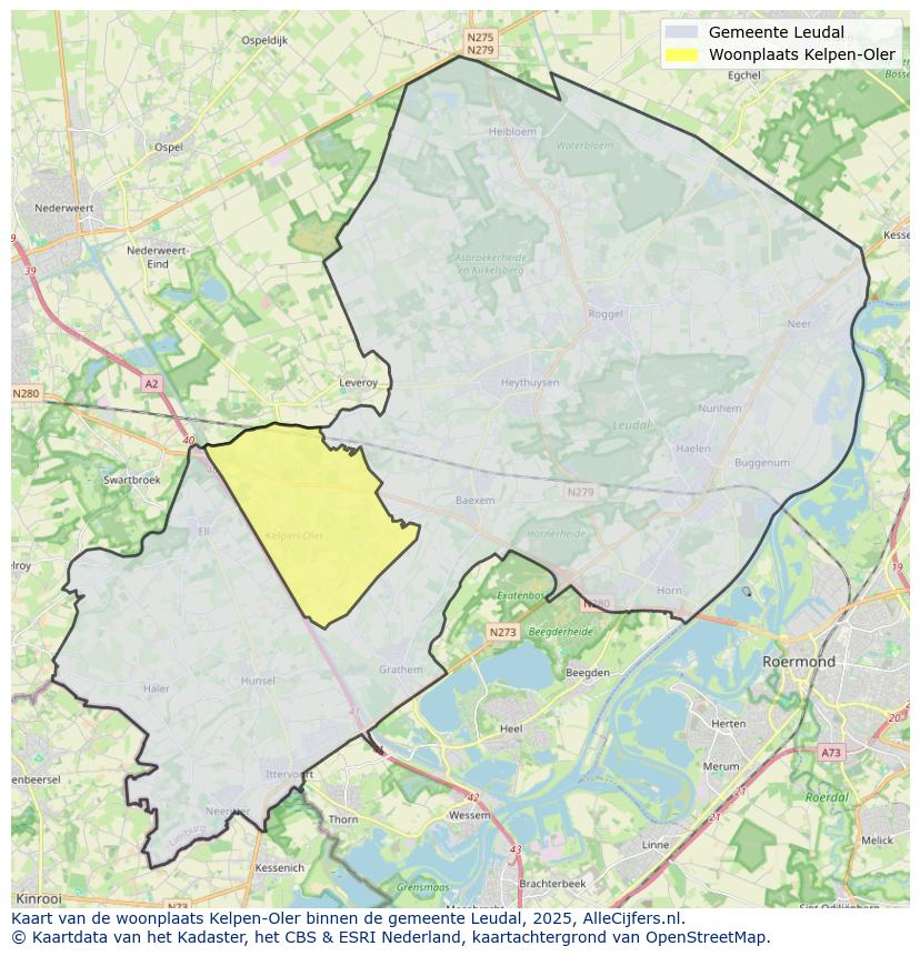 Afbeelding van de woonplaats Kelpen-Oler op de kaart.