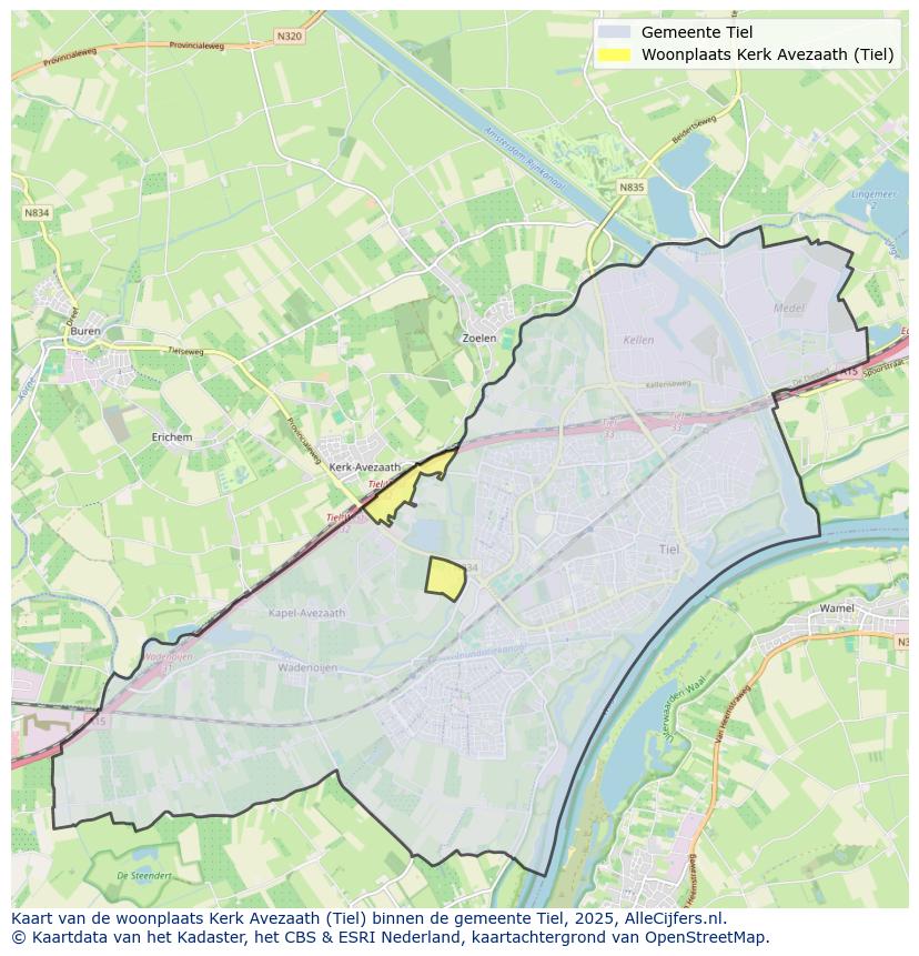 Afbeelding van de woonplaats Kerk Avezaath op de kaart.
