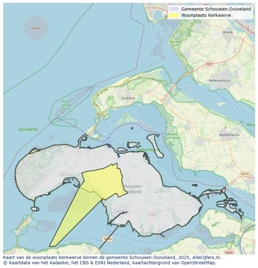Afbeelding van de woonplaats Kerkwerve op de kaart.