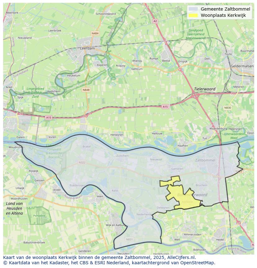 Afbeelding van de woonplaats Kerkwijk op de kaart.