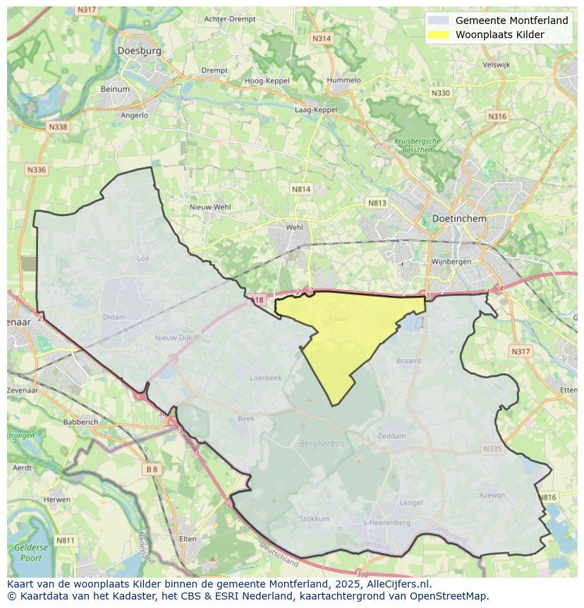 Afbeelding van de woonplaats Kilder op de kaart.
