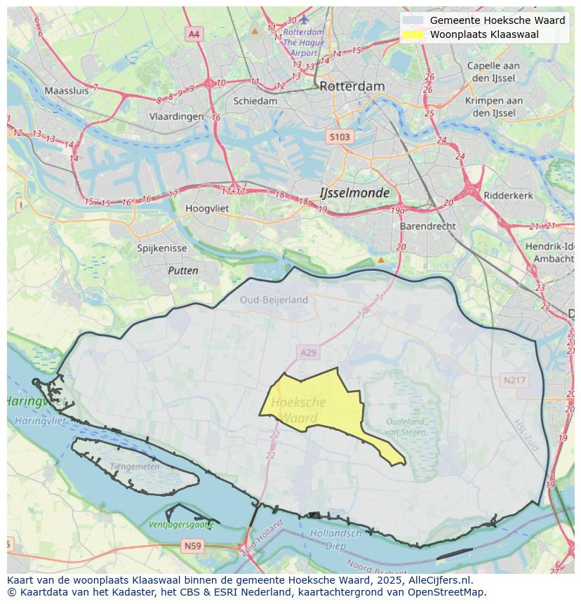 Afbeelding van de woonplaats Klaaswaal op de kaart.