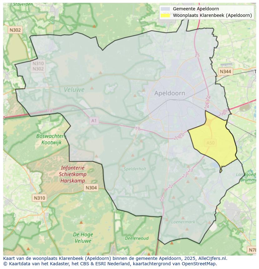 Afbeelding van de woonplaats Klarenbeek op de kaart.
