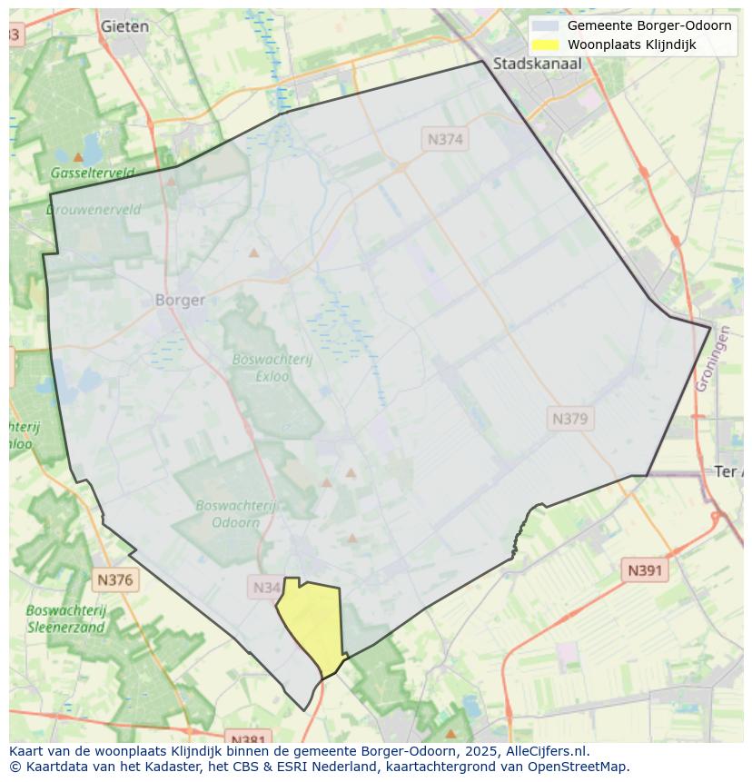 Afbeelding van de woonplaats Klijndijk op de kaart.