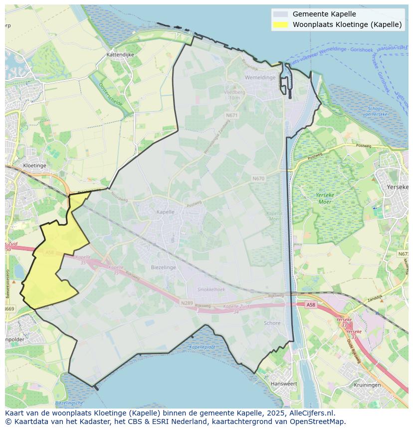 Afbeelding van de woonplaats Kloetinge op de kaart.